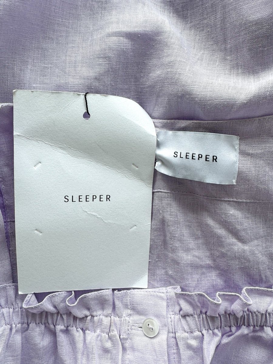 Sleeper Lavender Puff Sleeve Button-Up Brigitte Mini Dress - Imagen 4