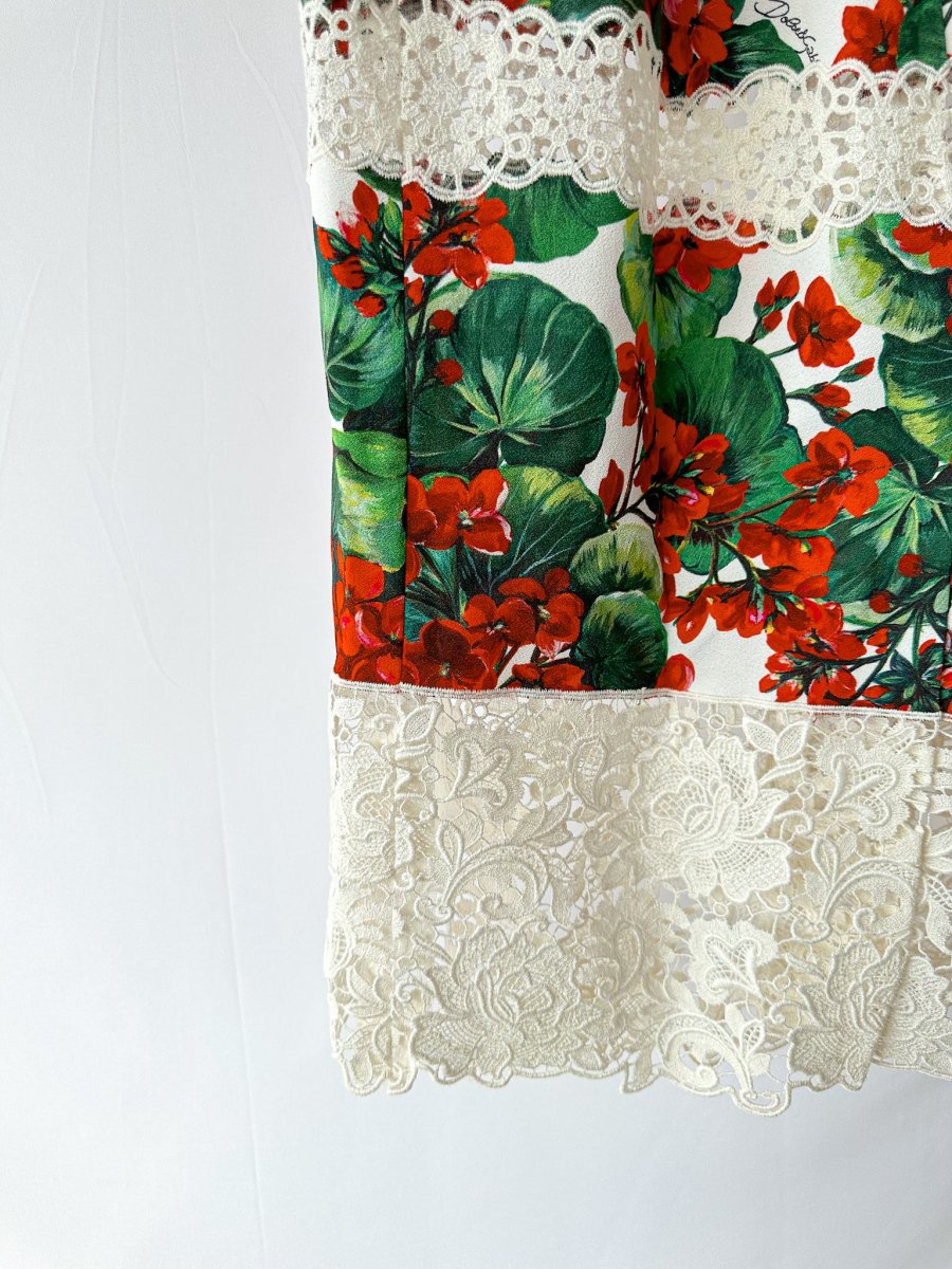 Dolce And Gabbana Red Floral Guipure Portofino Lace Panel Skirt - Imagen 6
