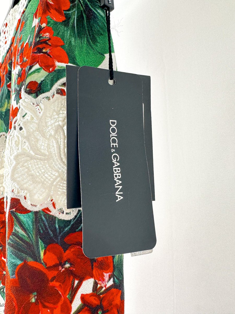 Dolce And Gabbana Red Floral Guipure Portofino Lace Panel Skirt - Imagen 9