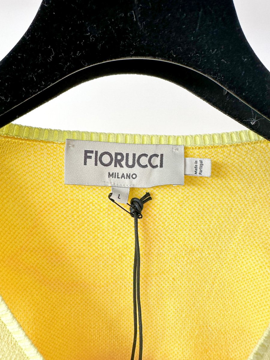 Fiorucci Yellow Angel Cherub Print Knit V-Neck Top - Imagen 4