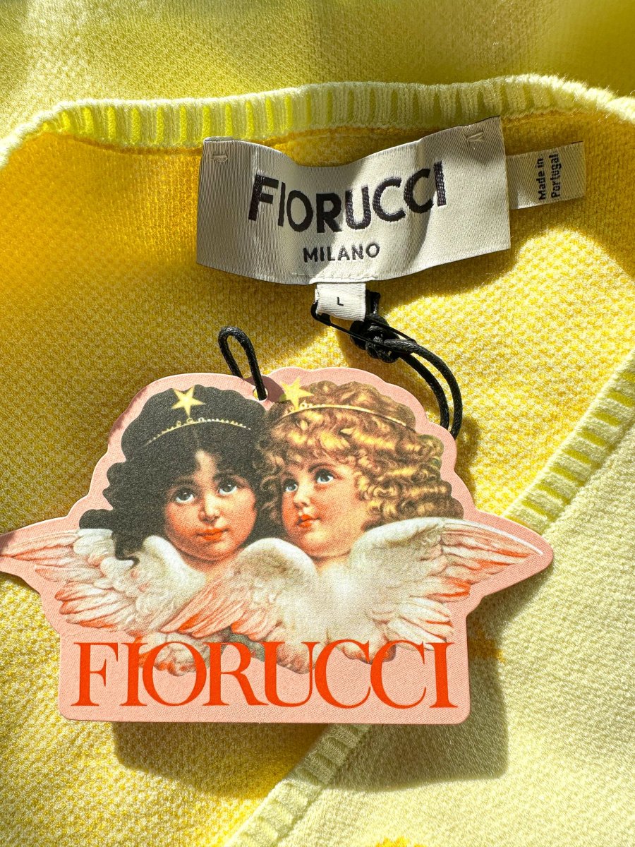 Fiorucci Yellow Angel Cherub Print Knit V-Neck Top - Imagen 9
