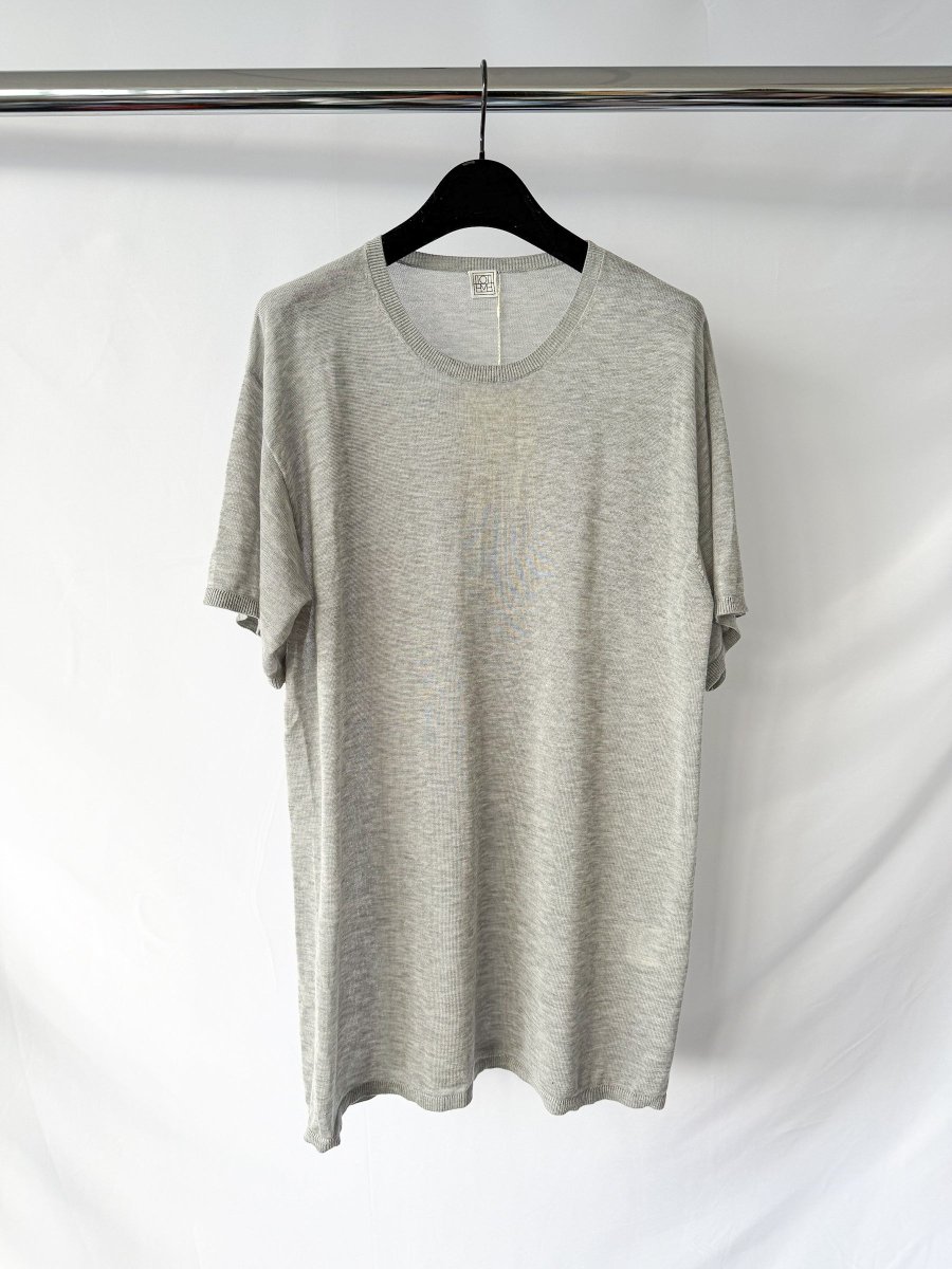 Toteme Grey Knit Relaxed Melange Top T-Shirt DAMAGED - Imagen 3