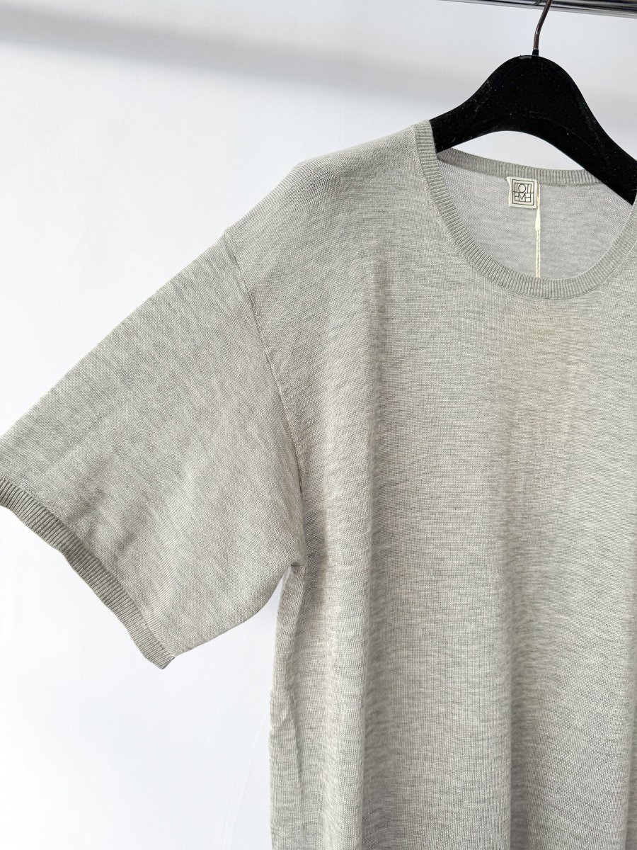 Toteme Grey Knit Relaxed Melange Top T-Shirt DAMAGED - Imagen 5
