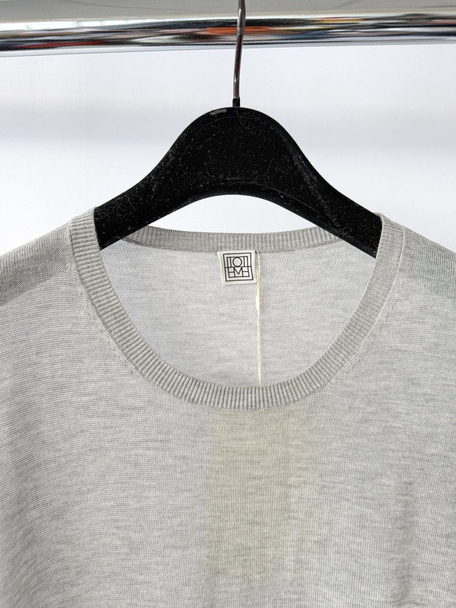Toteme Grey Knit Relaxed Melange Top T-Shirt DAMAGED - Imagen 7
