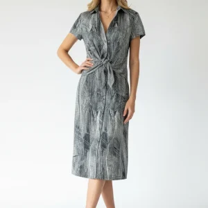Samantha Sung Printed Short Sleeve Wrap Front Dress