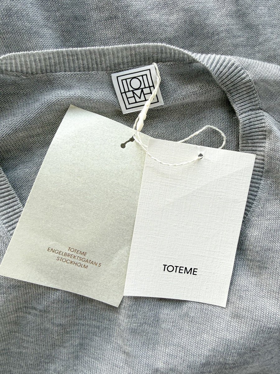 Toteme Grey Knit Relaxed Melange Top T-Shirt DAMAGED - Imagen 8