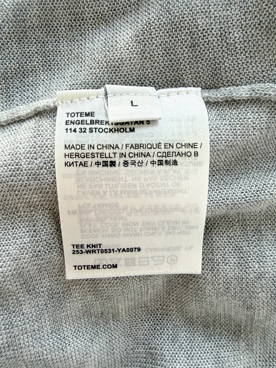 Toteme Grey Knit Relaxed Melange Top T-Shirt DAMAGED - Imagen 9