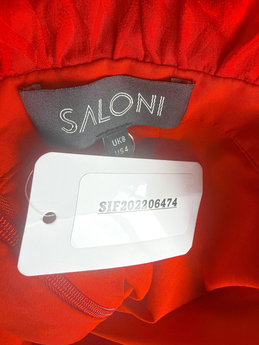 Saloni Grace Off The Shoulder Silk Satin Jacquard Midi Dress - Imagen 4