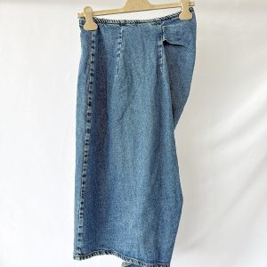 Sportmax Code Denim Gathered Side Blue Pencil Skirt