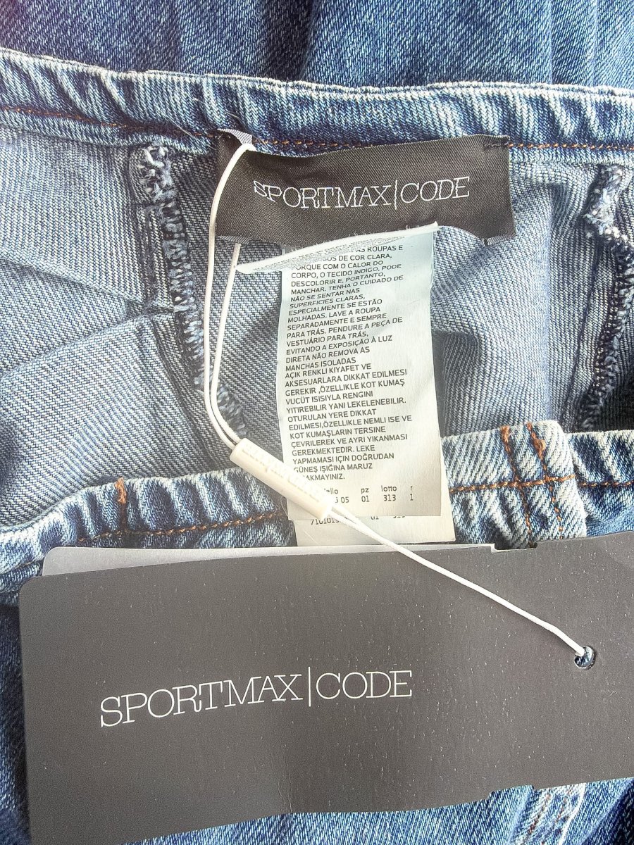 Sportmax Code Denim Gathered Side Blue Pencil Skirt - Imagen 3