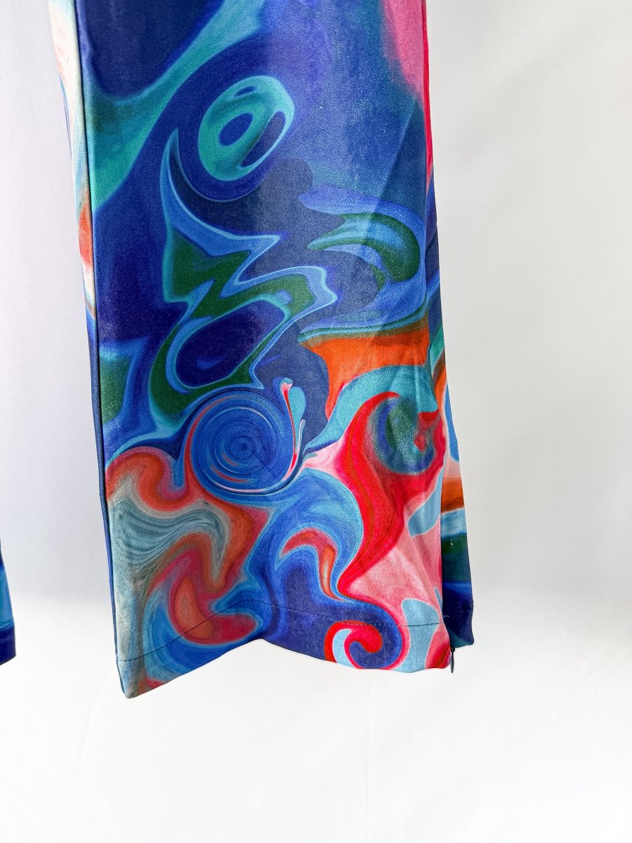 House Of Sunny Losing My Favourite Game Psychedelic Blue Trousers - Imagen 6