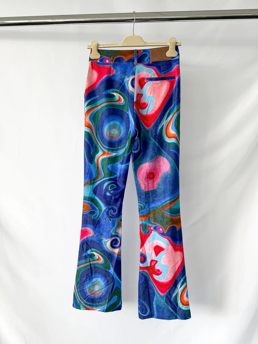 House Of Sunny Losing My Favourite Game Psychedelic Blue Trousers - Imagen 7