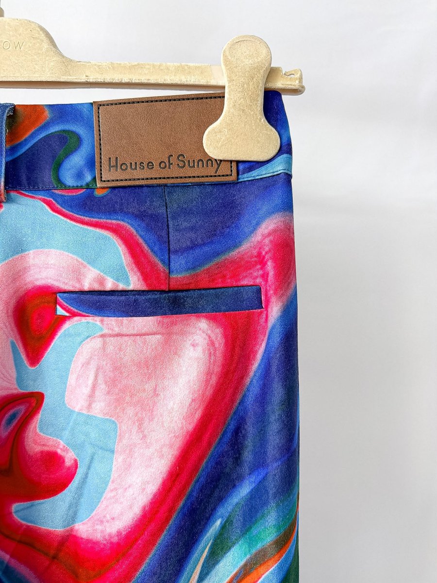House Of Sunny Losing My Favourite Game Psychedelic Blue Trousers - Imagen 8