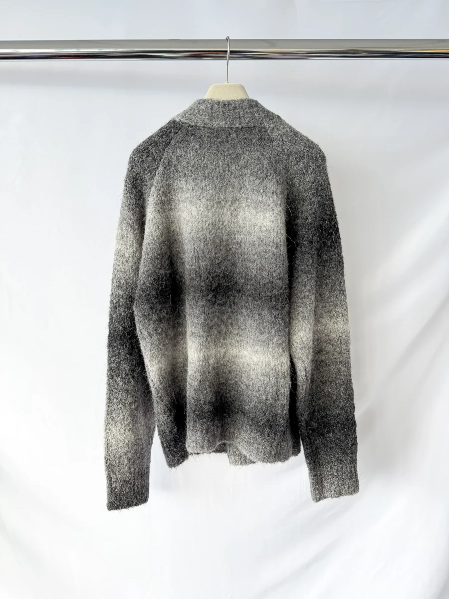Sunflower Black Ombre Brushed Alpaca Wool Knit Zip Cardigan - Imagen 7
