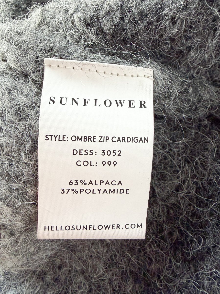 Sunflower Black Ombre Brushed Alpaca Wool Knit Zip Cardigan - Imagen 9