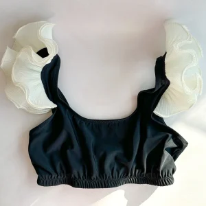 Sleeper Black Ariel Ruffle Trim Bikini Top