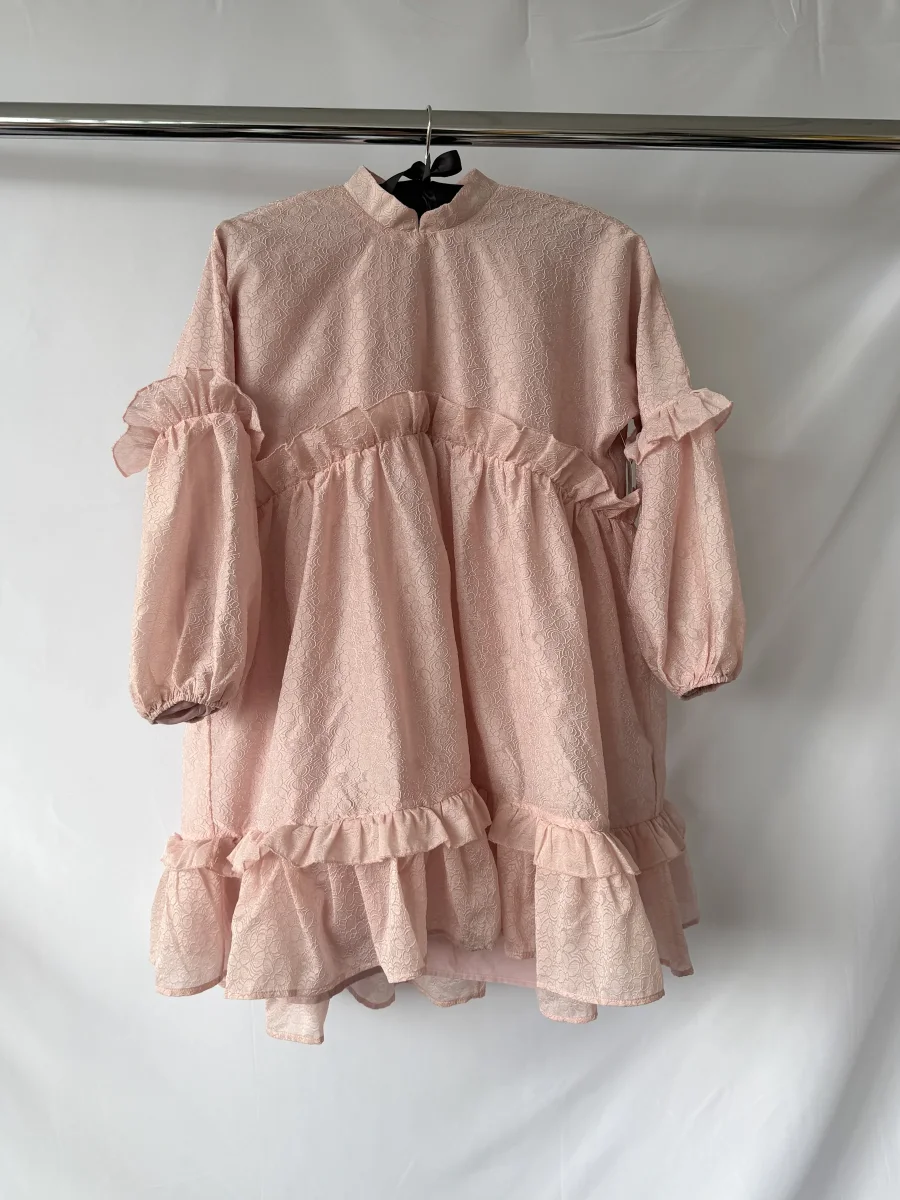 Sister Jane Pink Tiered Skirt Woven Mini Puff Sleeve Dress - Imagen 3