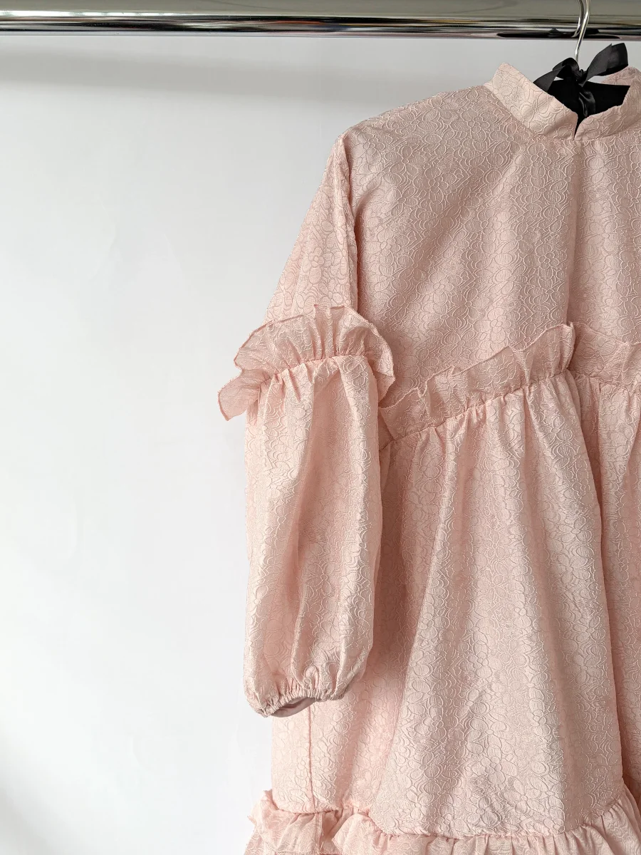Sister Jane Pink Tiered Skirt Woven Mini Puff Sleeve Dress - Imagen 5