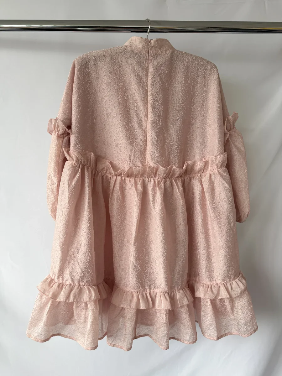 Sister Jane Pink Tiered Skirt Woven Mini Puff Sleeve Dress - Imagen 7