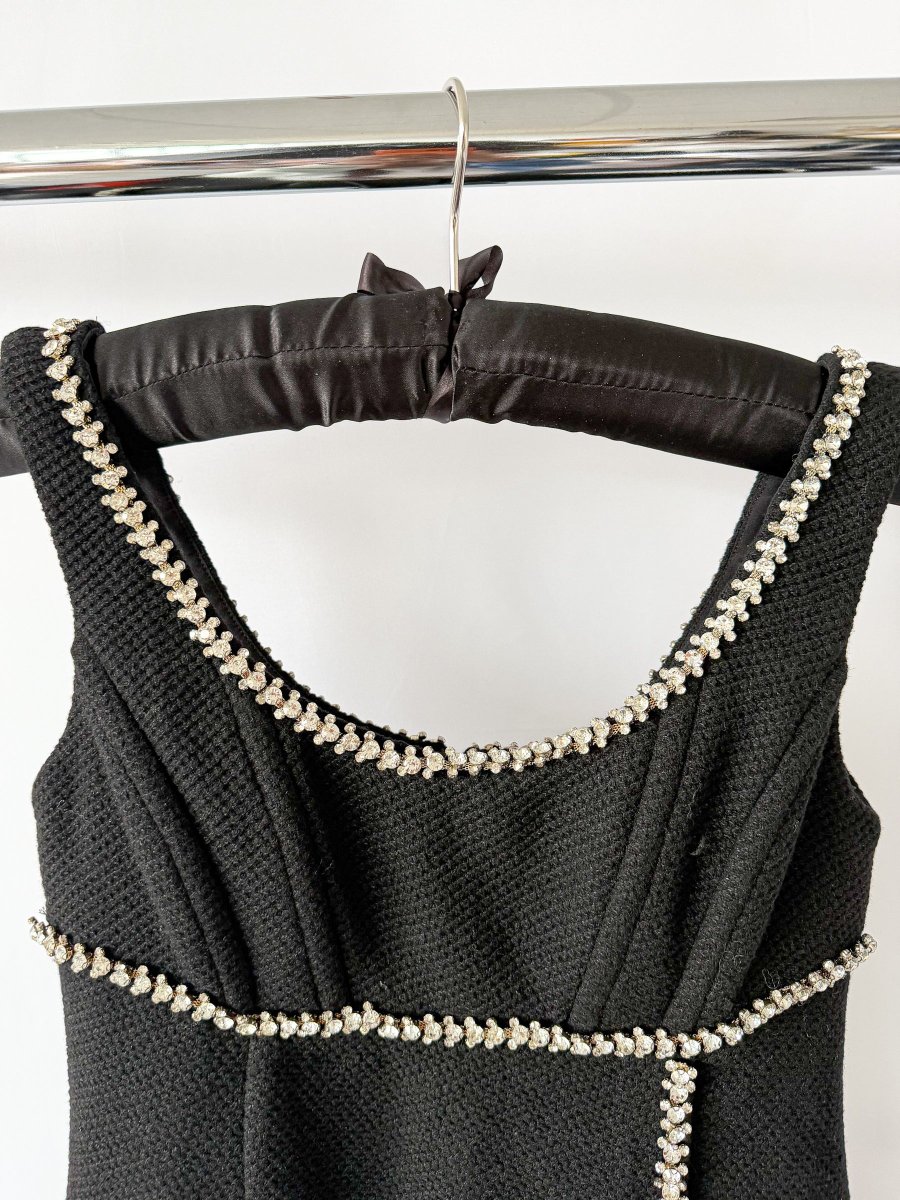 Self-Portrait Black Tweed Embellished Mini Dress - Imagen 6