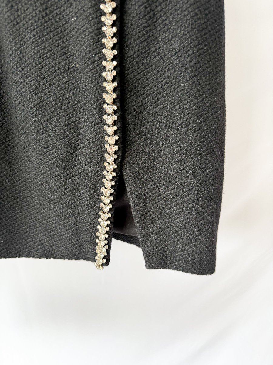 Self-Portrait Black Tweed Embellished Mini Dress - Imagen 7