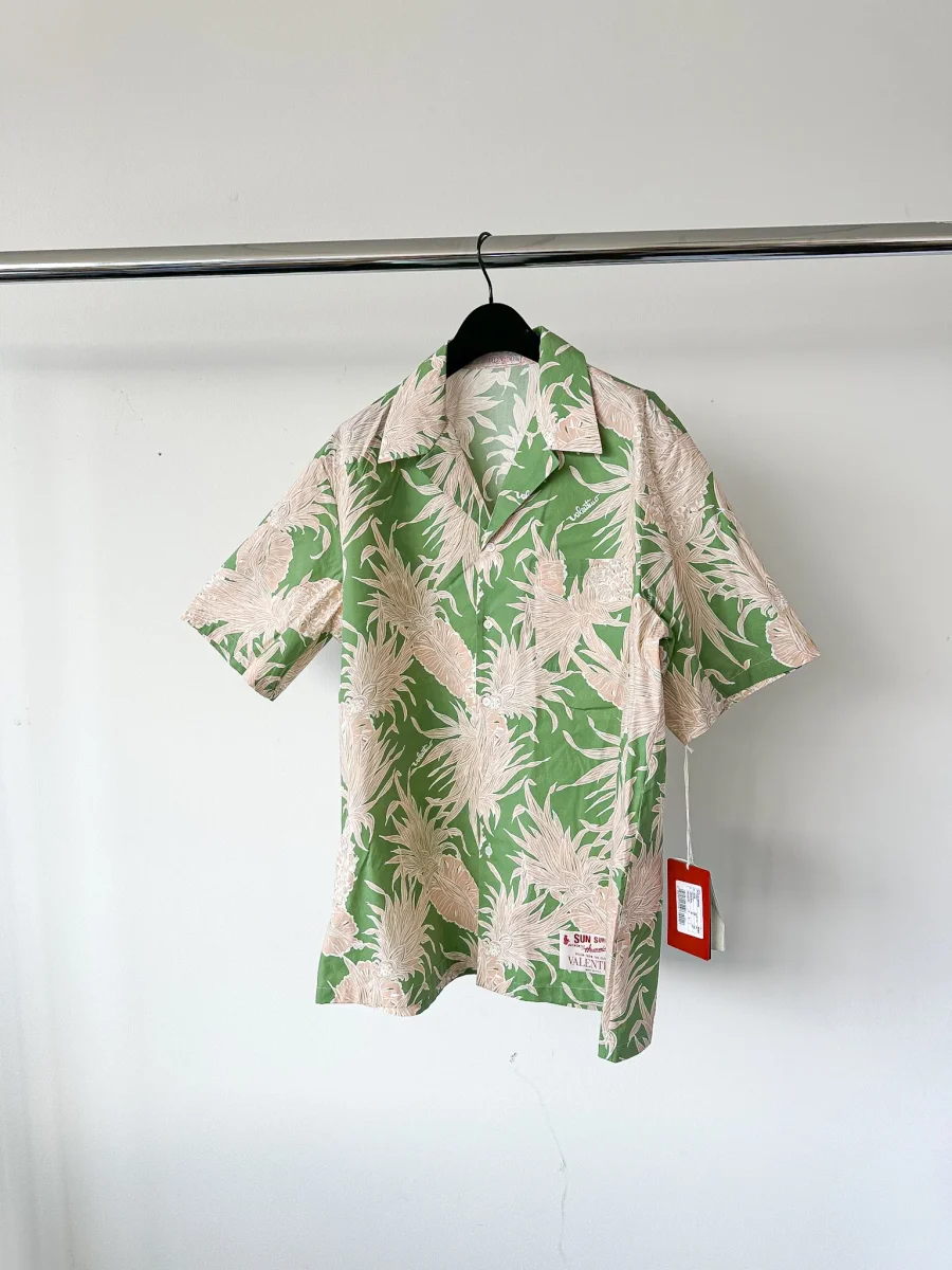 Valentino Green Pineapple Print Cotton Hawaiian Bowling Shirt - Imagen 4