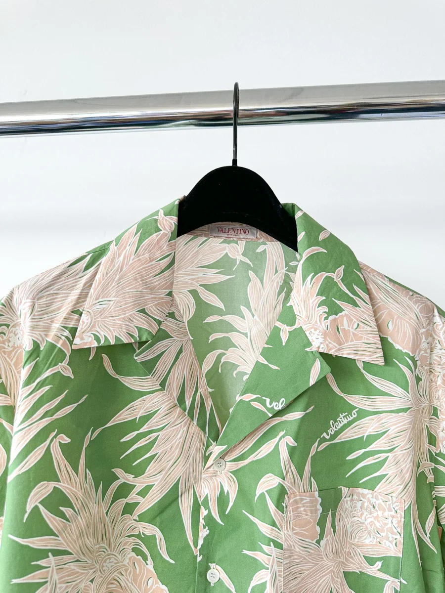 Valentino Green Pineapple Print Cotton Hawaiian Bowling Shirt - Imagen 9