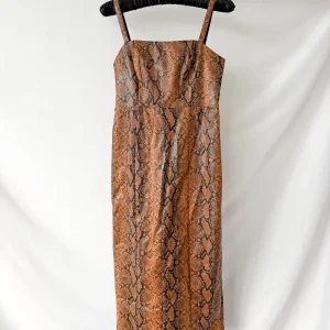 Kitri Ursula Snakeskin Brown Vinyl Midi Dress