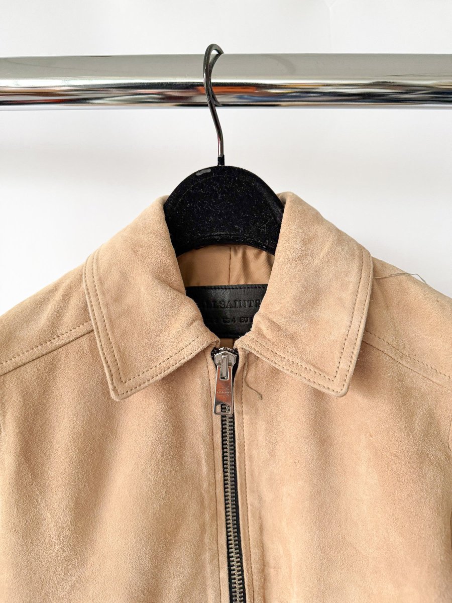 All Saints Azari Bomber Honey Brown Suede Jacket - Imagen 4
