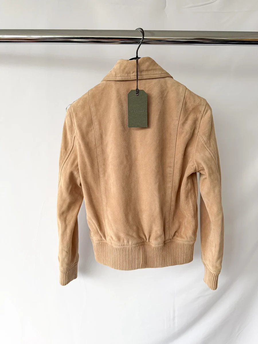 All Saints Azari Bomber Honey Brown Suede Jacket - Imagen 6