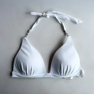 Pain De Sucre White Bikini Top in Elan Jewel Chain Detail