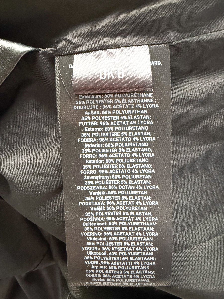 David Koma Black Pleather Strapless Train Detail Mini Dress - Imagen 9