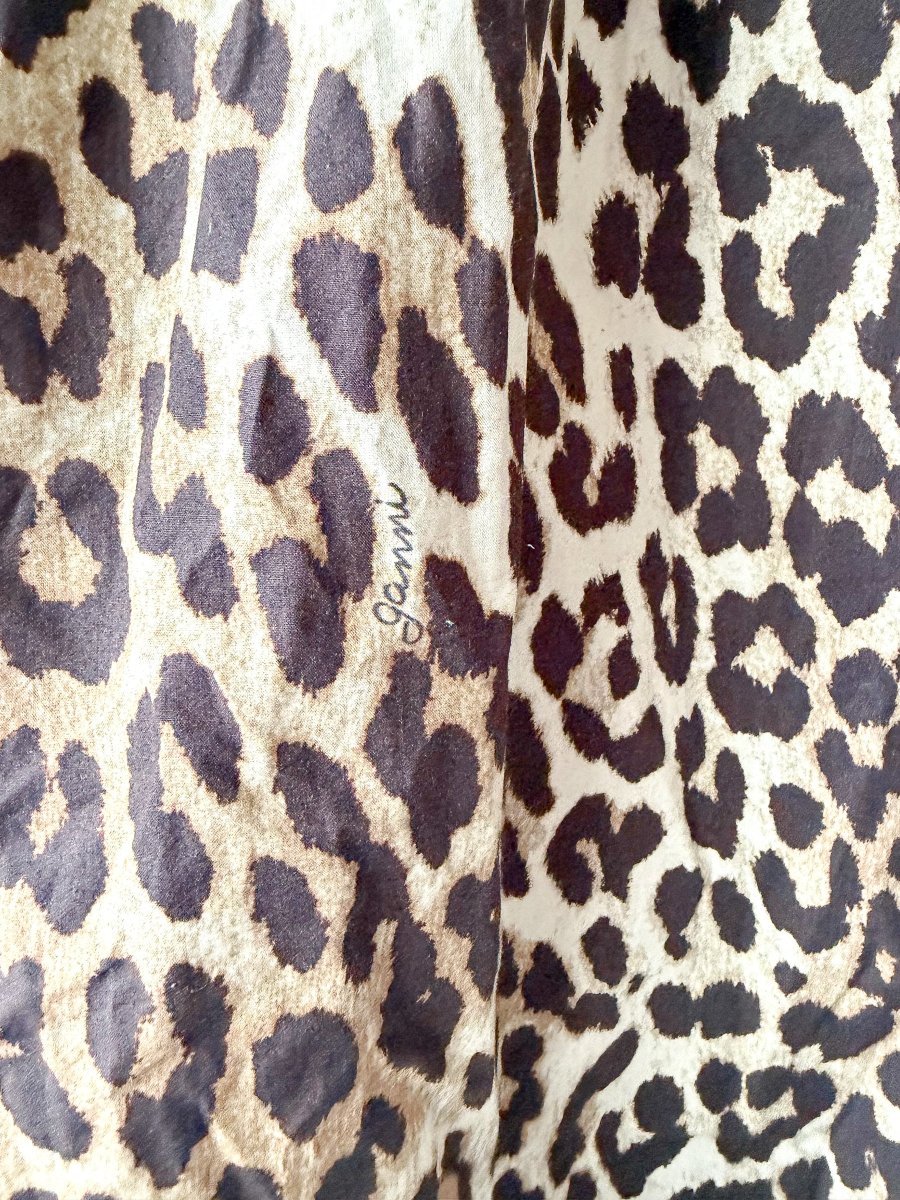 Ganni Leopard Print Poplin Puff Sleeve Tie-up Front Mini Dress - Imagen 8
