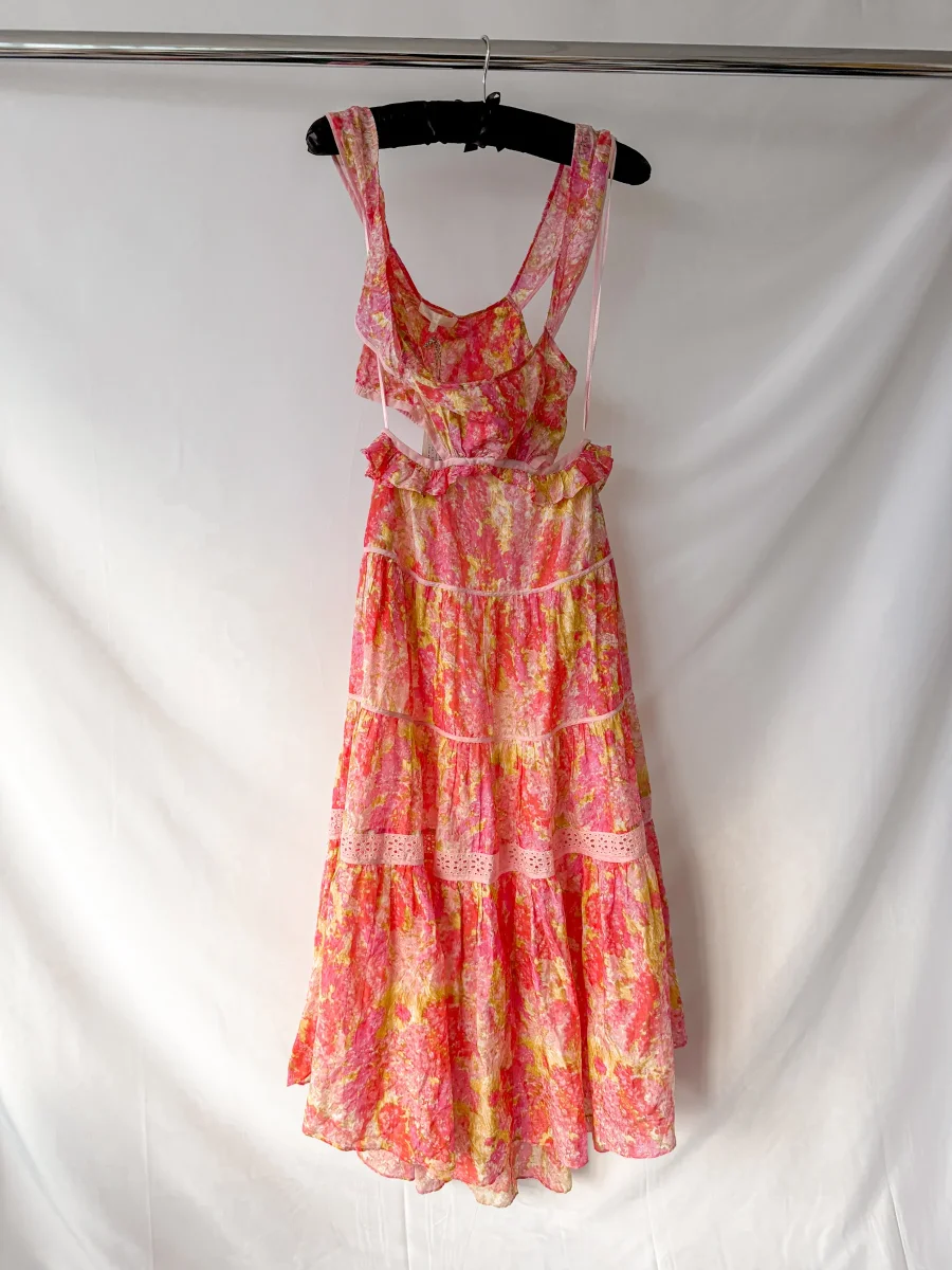 LoveShackFancy Madsen Pink Floral Pink Dress - Imagen 3
