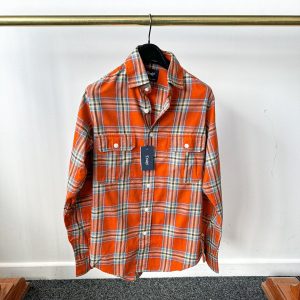 Drake's Red Lumberjack Check Double Pocket Shirt