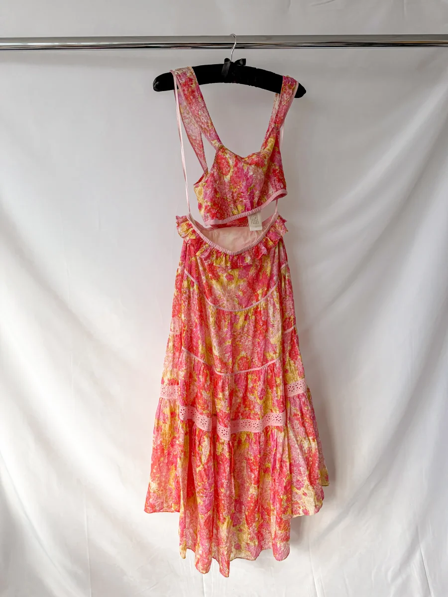 LoveShackFancy Madsen Pink Floral Pink Dress - Imagen 4