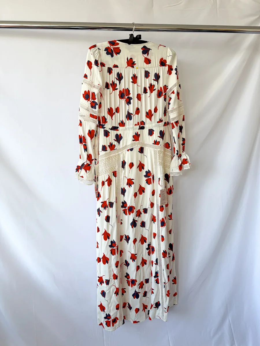 Self-Portrait Floral Print V-Neck Lace Trim Maxi Dress - Imagen 7