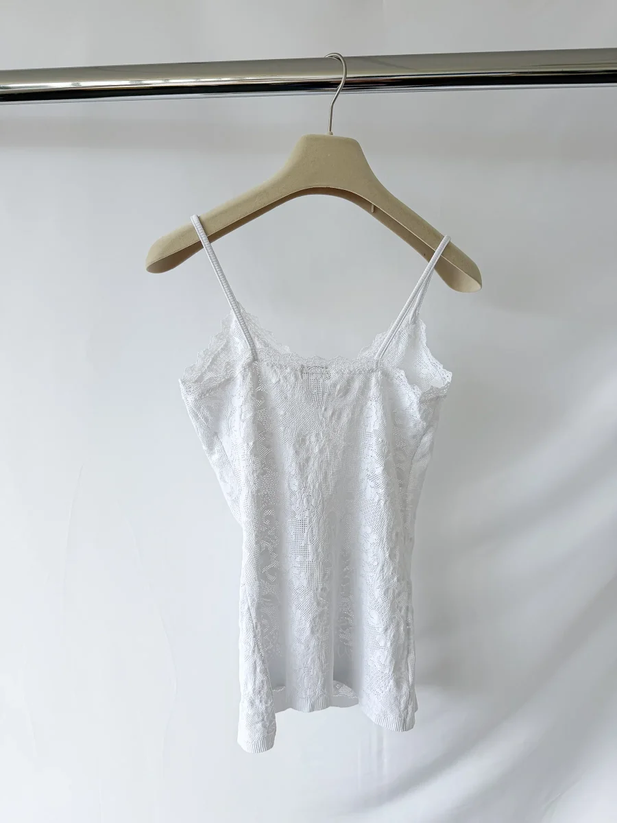 Pain De Sucre White French Lace Camisole Slip Top - Imagen 4