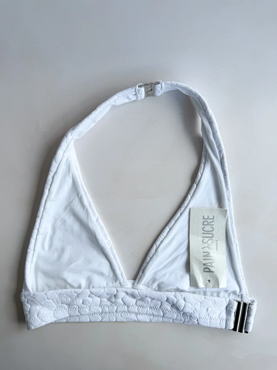 Pain De Sucre White Floral Woven Bikini Top in Mita - Imagen 8