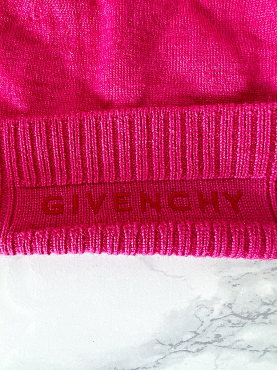 Givenchy Pink Logo Embroidered Wool Beanie Hat - Imagen 3