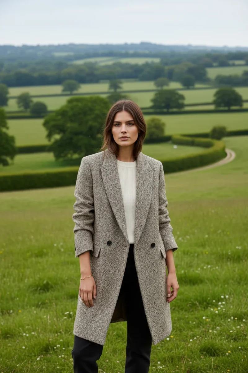 Hugo Boss Brown Tweed Over Coat - Imagen 3