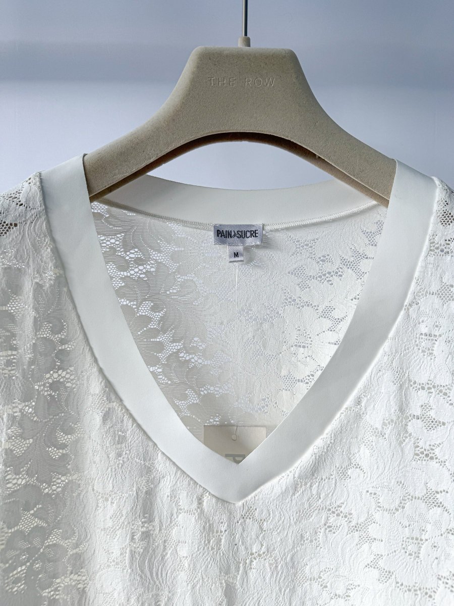 Pain De Sucre Foam White French Lace Long Sleeve Coverup Beach Dress in Whitney - Imagen 5
