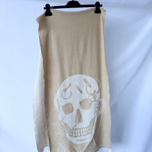 Alexander Mcqueen Beige Wool Scull Scarf