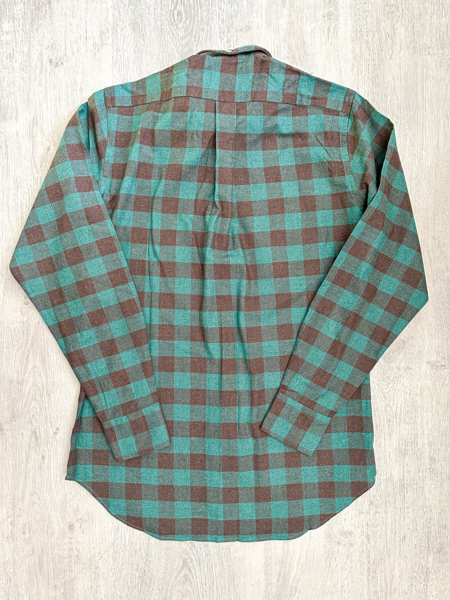 Drake's Check Brushed Cotton Green Black Double Pocket Work Shirt - Imagen 3