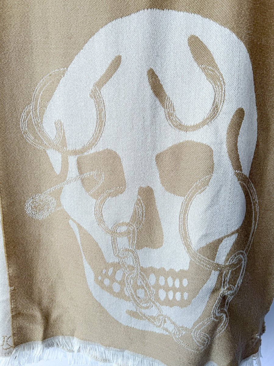 Alexander Mcqueen Beige Wool Scull Scarf - Imagen 6