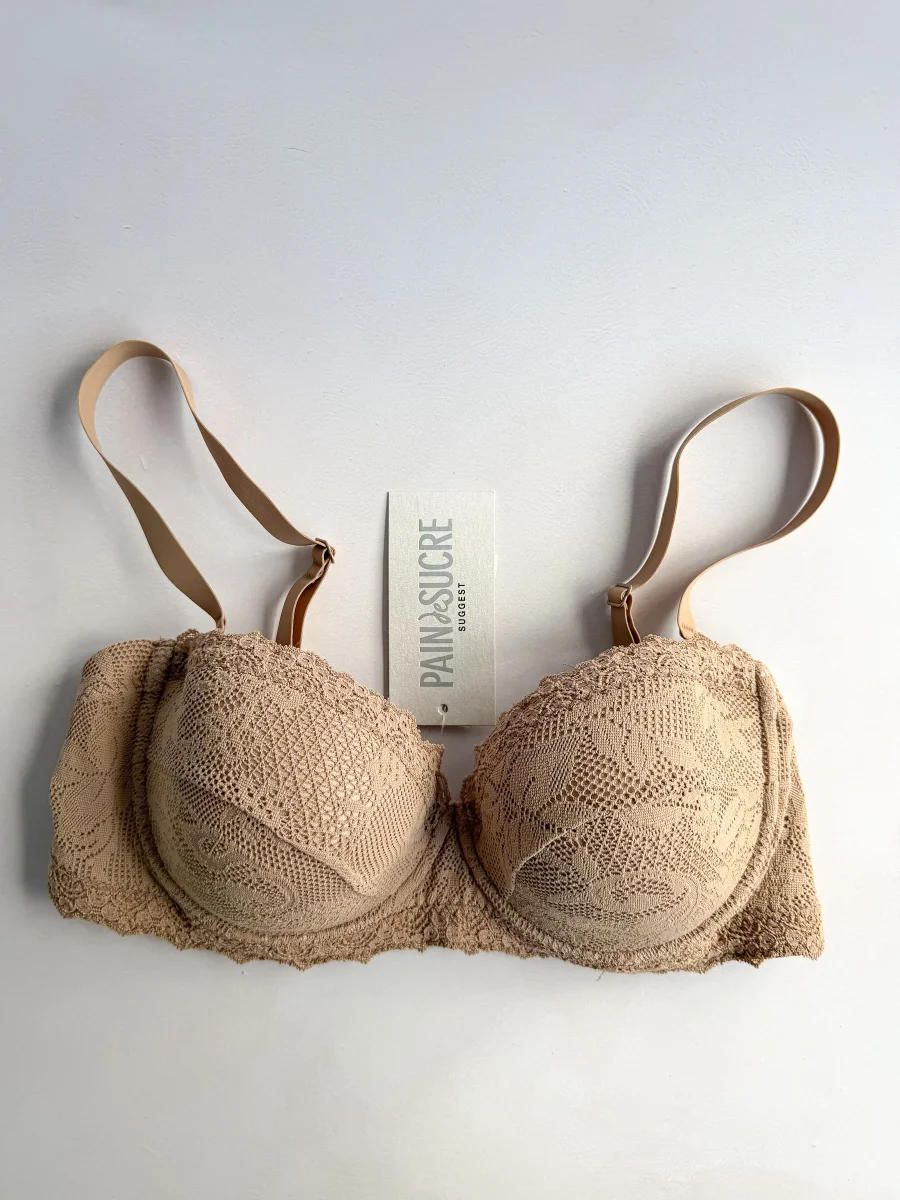 Pain De Sucre Brown Lace Bra in Lua Biscuit
