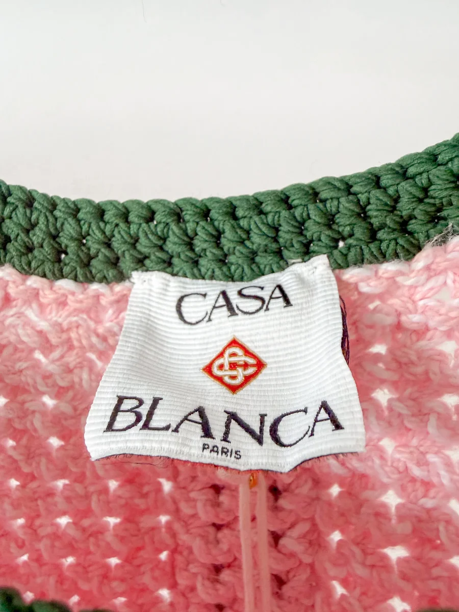 Casablanca Tennis Club Pink Knit Mouline Logo Patch Mini Crochet Dress - Imagen 5