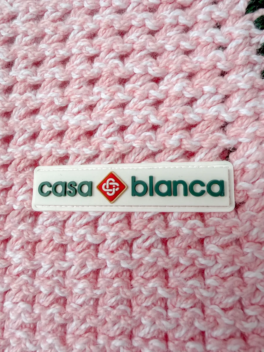 Casablanca Tennis Club Pink Knit Mouline Logo Patch Mini Crochet Dress - Imagen 4