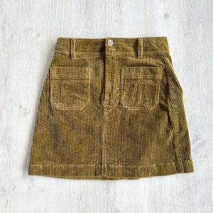 Madewell Corduroy Brown Autumnal Pocket Front A-Line Mini Skirt