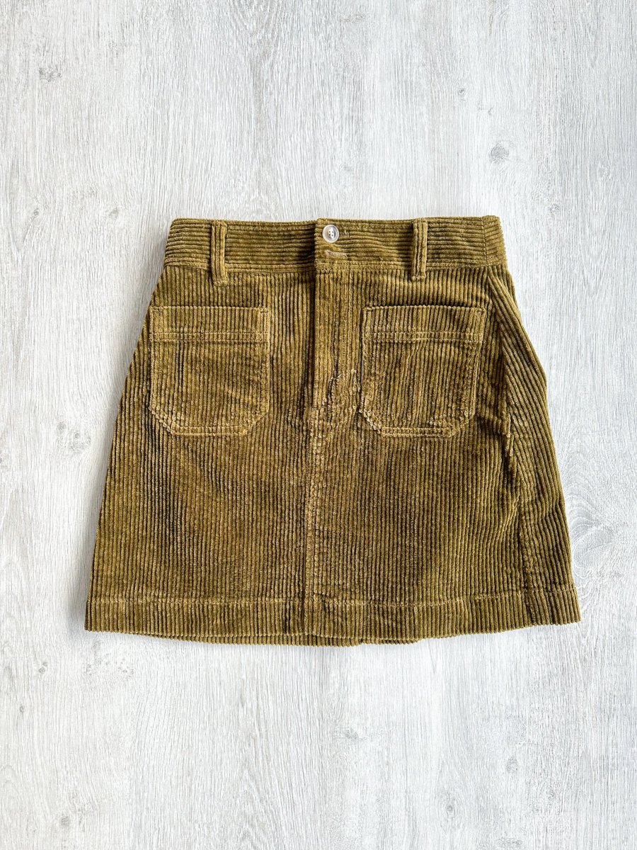 Madewell Corduroy Brown Autumnal Pocket Front A-Line Mini Skirt